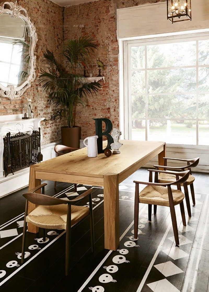 Nordic pure solid wood table long table minimalist desk log personality office talks table designer creative furniture