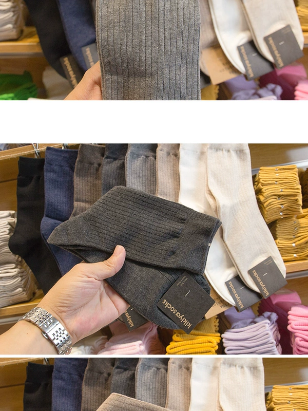 Vớ nam vớ cotton kikiya mùa thu và mùa đông mẫu xu hướng vớ rắn màu thấm mồ hôi vớ Hàn Quốc vớ Dongdaemun