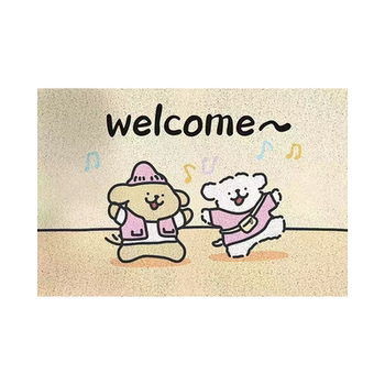 Wire ring entrance door floor mat dust removal entrance anti-slip mat cartoon puppy entrance carpet mat cuttable foot mat