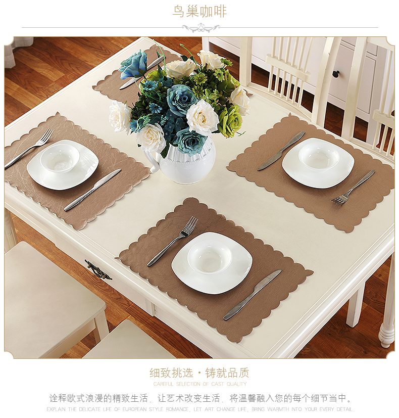 4 piece placemat bảng mat cách nhiệt pad placemat chống thấm nước và oilproof Châu Âu-phong cách đơn giản chống nóng bát bát mat Phía Tây mat