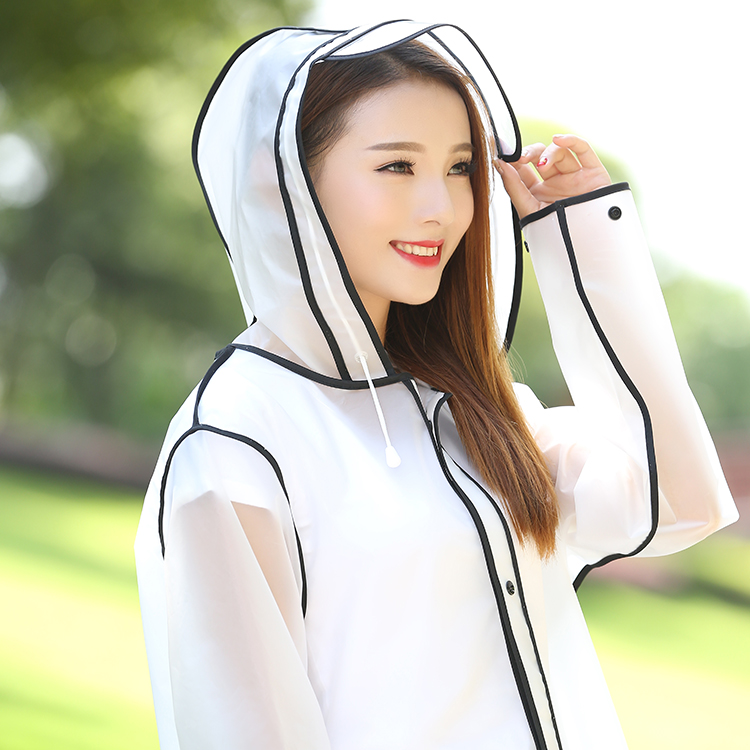 Longing to live with the same style Song Qian Online Red transparent female Han version Raincoat Jacket Fashion Tide Card Waterproof Long-Body-Taobao
