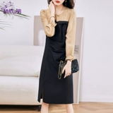 Весеннее осеннее платье, весенний лонгслив, юбка, изысканный стиль, 2025 года, городской стиль, по фигуре