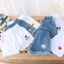 Quần short denim bé gái, quần mùa hè trẻ em kiểu ngoại, kiểu mới mùa hè, kiểu dáng mỏng, trẻ lớn, trẻ sơ sinh, hoang triều - Quần jean