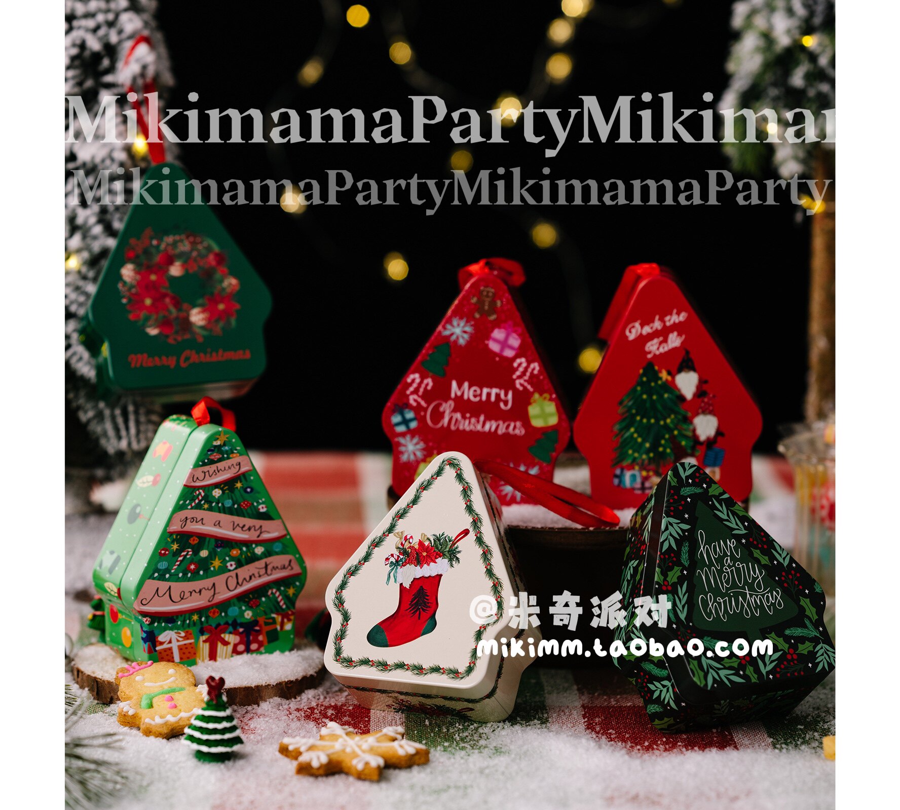 Christmas new decoration polygon cartoon printing tinplate box Christmas season children's hand-held gift box