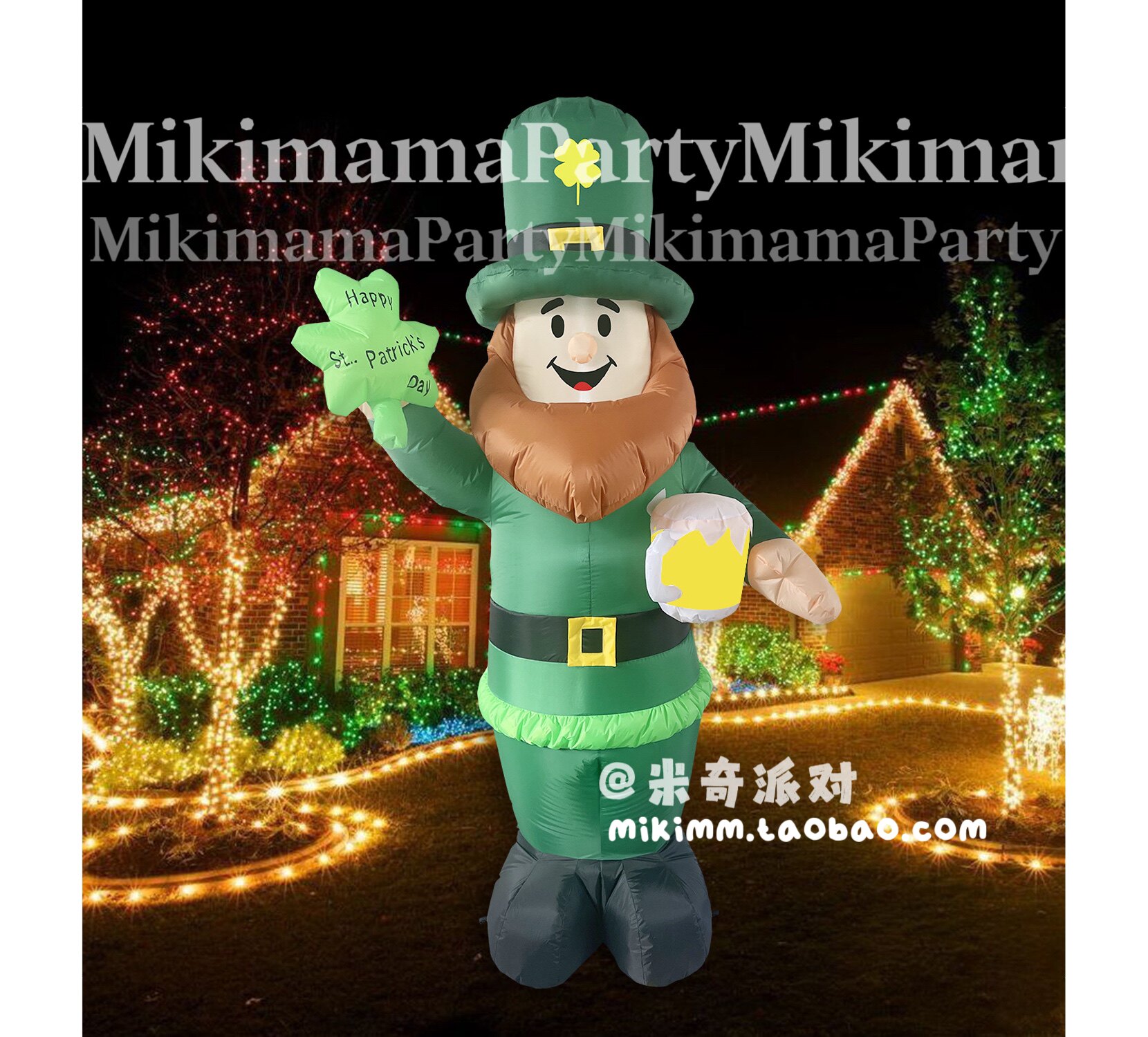 Cross-border new 2 4 meters Irish old man inflatable luminous air model St. Patrick's Day carnival party decoration