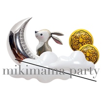 Mid-Autumn Festival shopping mall decoration steam balloon event gift moon cake shape cartoon aluminum film balloon rabbit balloon