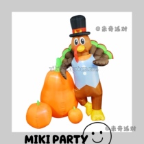 New Thanksgiving Halloween inflatable turkey outdoor inflatable decoration party lawn glow inflatable turkey spot