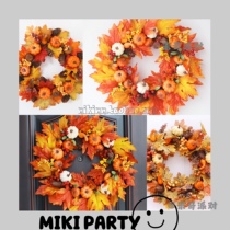 Independent new autumn Halloween handmade Mickey Mouse pumpkin wreath door decoration hanging decoration arrangement hanging party
