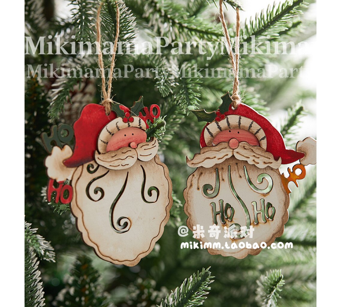 Window 10cm wooden Santa Claus pendant Christmas decorations hand-painted old man Christmas tree hanging ornaments