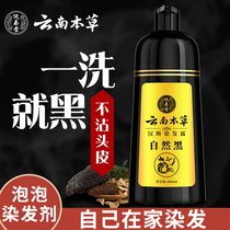 A wash black hair dye plant water pure self at home hair special female male shampoo cream Black