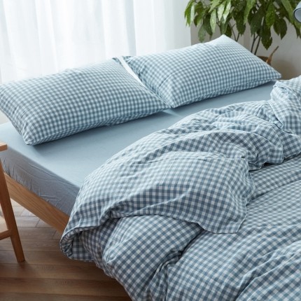 Japanese-style unprinted washed cotton plaid quilt cover single piece 1 2*1 5m 1 8*2 2m good cotton student quilt cover