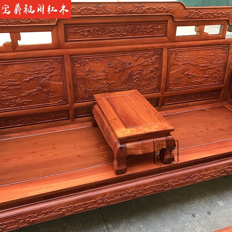 Nội thất gỗ gụ chính hãng Burmese sofa gỗ hồng trái cây lớn gỗ hồng núi sofa hai mặt chạm khắc sofa gỗ gụ 223 - Bộ đồ nội thất ghế sofa