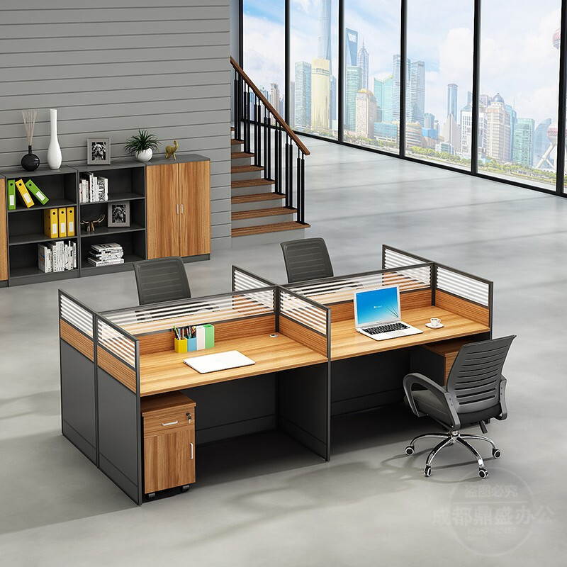 Chengdu office furniture simple L-shaped 6 4-person partition screen office card seat staff office desk and chair combination