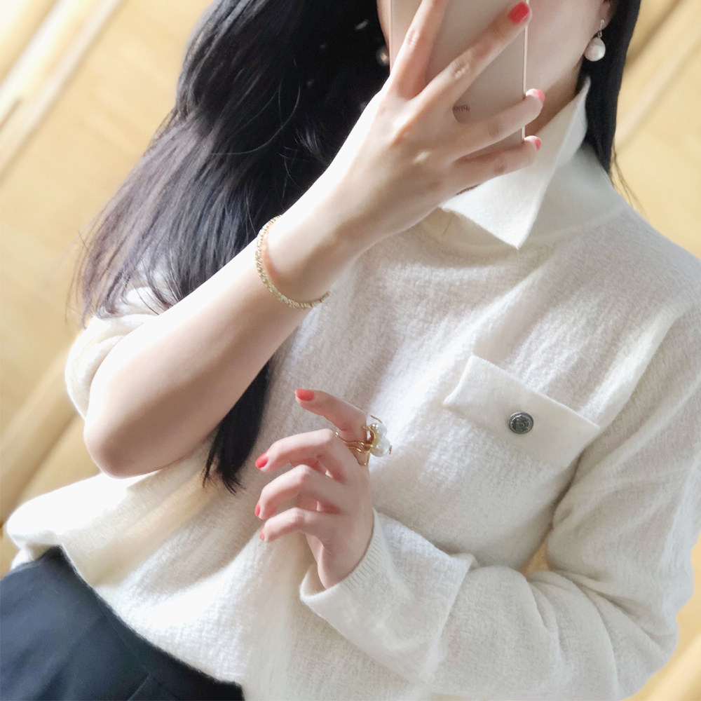 LunaMade delicate creamy craftsmanship OL must bebe turned in pure kashmir wool pullover