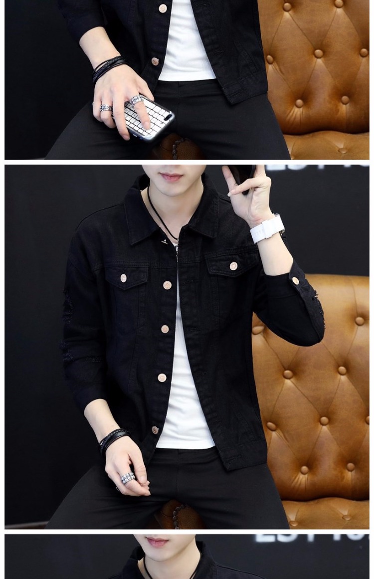 Thanh niên Hàn Quốc áo khoác denim màu hồng nam sinh viên hoang dã đẹp trai áo khoác nam mùa thu áo ngoài áo khoác nam cao cấp nhập khẩu