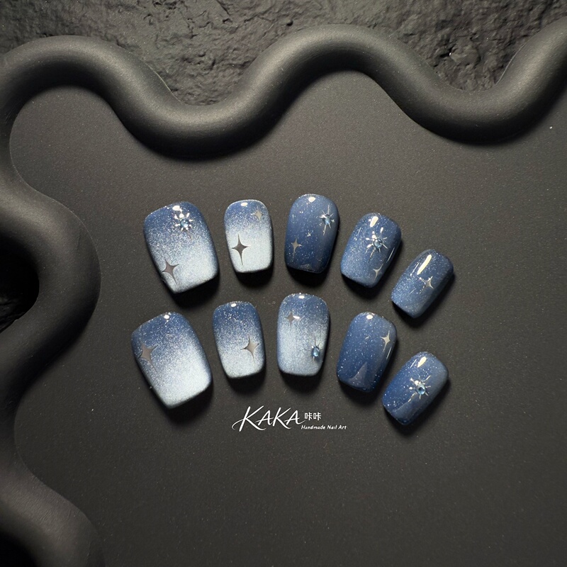 Purely Handmade Wearable Nails, Haze Blue, Original Korean Style, Atmospheric Cool-Toned Nail Art Patches, Finished Wearable Fake Nails Purely Handmade Wearable Nails, Haze Blue, Original Korean Style, Atmospheric Cool-Toned Nail Art Patches, Finished Wearable Fake Nails