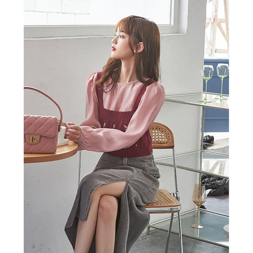 谜秀 Длинная осенняя ретро джинсовая юбка, длина миди, коллекция 2021, высокая талия, по фигуре