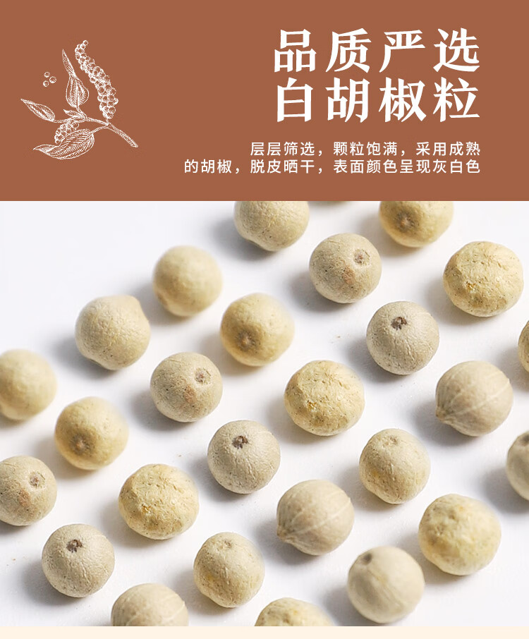 安享好物 安享B级胡椒-川珍研磨白胡椒粒 国标 