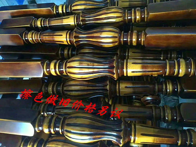 European beech stairs armrest solid wood column with large belly slot to pull the stairs up the pillar armrest