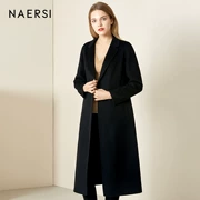 Áo khoác len nữ Nars 2019 Winter New Black Slim Hai mặt bằng len dài - Áo len lót đôi