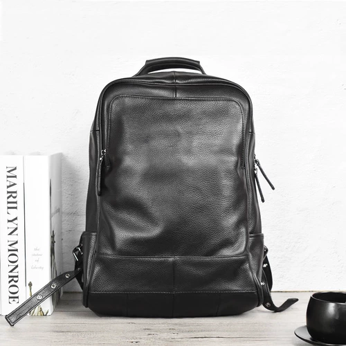 Кожаный ноутбук для отдыха для путешествий, вместительный и большой ранец, из натуральной кожи, бизнес-версия, 15.6 дюймов, воловья кожа