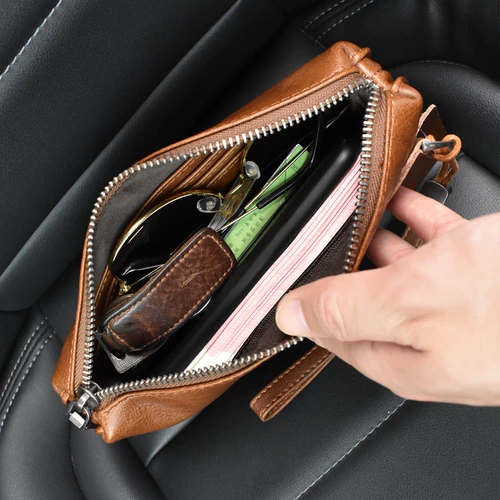 Сумка с петлей на руку, кожаная маленькая сумка клатч, длинный бумажник, из натуральной кожи