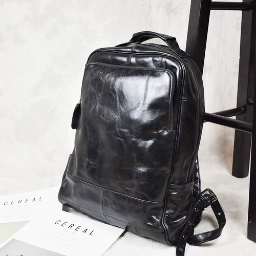 Кожаный ноутбук для отдыха для путешествий, вместительный и большой ранец, из натуральной кожи, бизнес-версия, 15.6 дюймов, воловья кожа