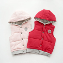 Soft male and female two sides wearing all-cotton waistcoat for infant winter-style warm vest