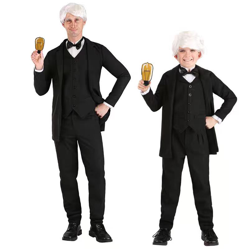 Halloween Children's Day Science Activities Stage Performance Show American Great Inventor and Scientist Edison Costume