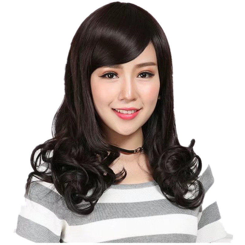 新款真发假发女式假发中长卷发假发套中老年假发中年人送妈妈烫发