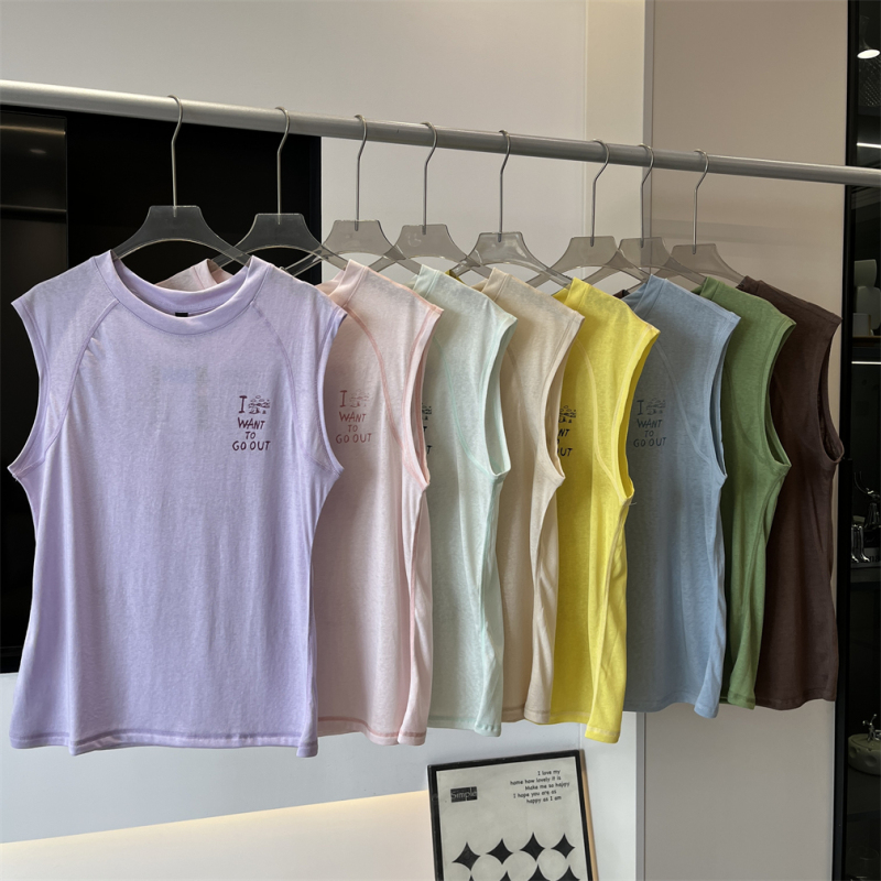 Factory Order! Couple Style Summer Fashion Fun Print Thin Lyocell Breathable Sports Sleeveless Vest for Women