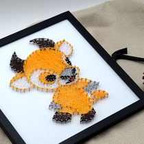 Handmade diy Zodiac cow nail painting Winding painting Creative hand-made parent-child gift material package string silk painting