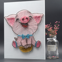 Zodiac pig winding yarn decorative painting Handmade diy material Nail creative decompression winding painting gift
