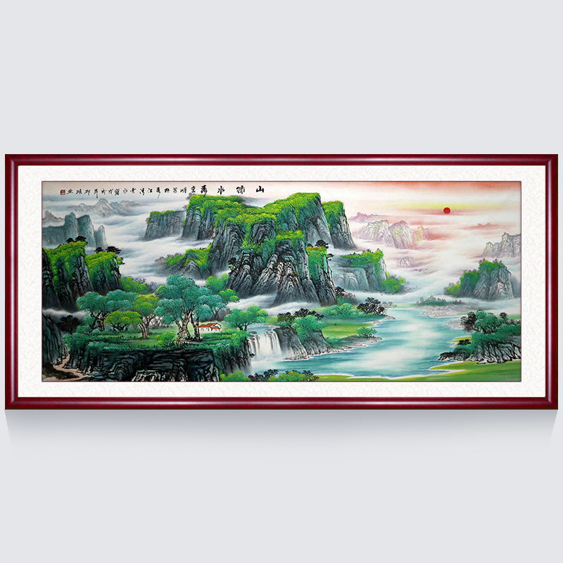 Cross stitch 2022 new line embroidered living room landscape painting scenery full embroidered 2021 yourself handmade flowing water raw money