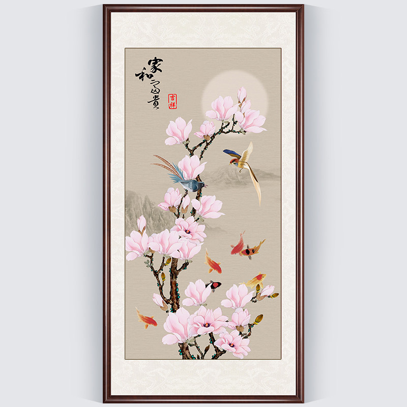 Home and Masterpiece Cross embroidered line embroidered 2022 new Xuanguan Vertical version Living room 2021 Full embroidered handmade embroidery