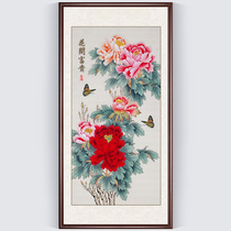 Porch cross stitch 2021 flowers blossom rich peony thread embroidery 2020 new living room vertical version of their own hand-made full embroidery