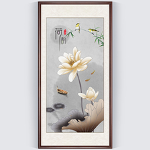Porch cross stitch 2021 New Lotus living room vertical corridor aisle full of their own hand 2020 line embroidery Chinese style