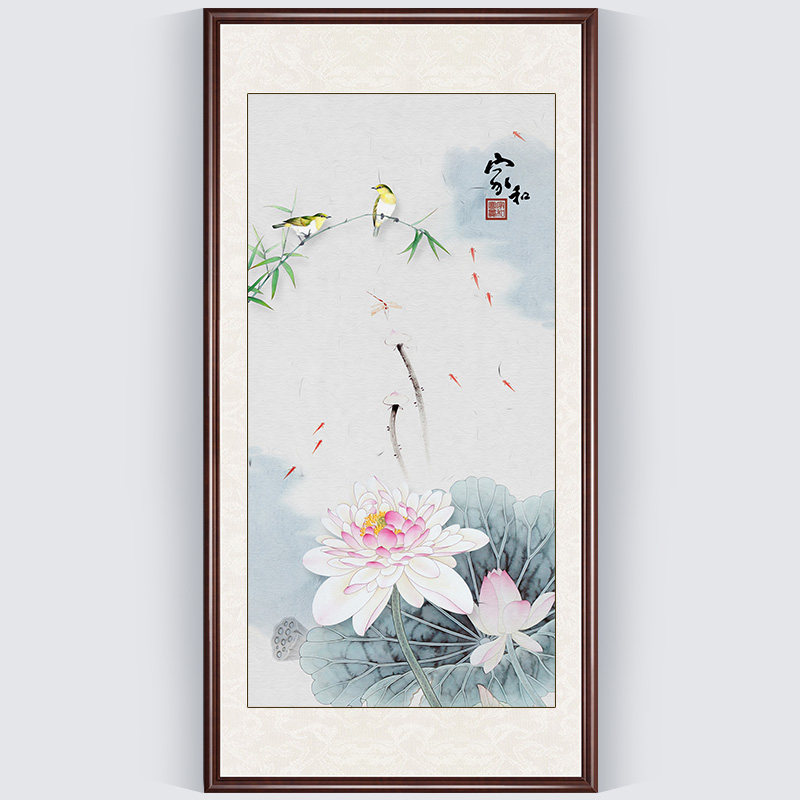 Lotus Off Cross embroidered 2022 vertical version of the new line embroidered living room home and rich your own handmade 2021-9 fish figure