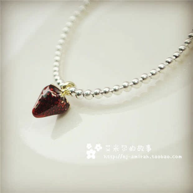 Bạc hạt Garnet Sa thạch dễ thương Vòng tay pha lê dâu tây Vòng chân 3 mm Gửi bạn gái Quà tặng sinh nhật - Vòng chân vòng chân