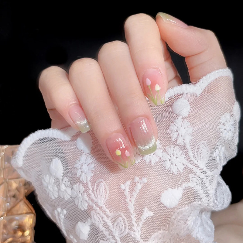 Wearable Manicure Nail Patches, Short Style, Green, Brightening, Phototherapy Style, Spring and Summer New Style, Fake Nail Patches, Removable, 24 Pieces Wearable Manicure Nail Patches, Short Style, Green, Brightening, Phototherapy Style, Spring and Summer New Style, Fake Nail Patches, Removable, 24 Pieces
