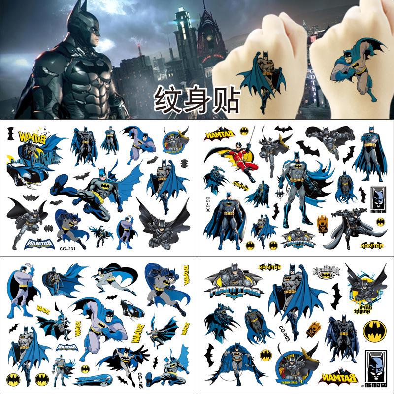 Batman Tattoo Stickers for Boys and Kidsren, Cartoon Waterproof and Environmentally Friendly Water Stickers, Boys' Water Transfer Stickers, Watermark Stickers