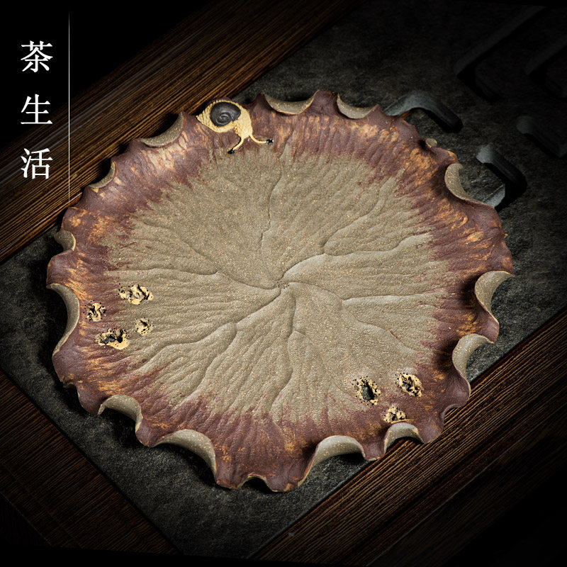 Tea spotting piece Purple Sand Boutique Lotus Leaf Purple Sand Pot Mat Tea Cushion Cup Cushion Full Handmade Fine Tea Gift