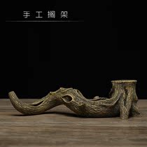 Yixing purple sand full manual simulation tree root shelf pen holder tea ceremony accessories study four treasure pen holder gift