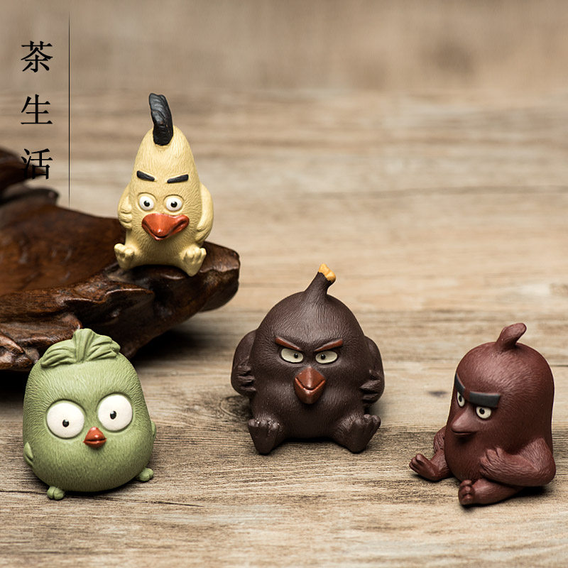 Tea darling Purple Sand can raise Angry Birds Cute Swing Pieces Tea Tray Shop Window Home Decoration Products Fancy Purple Sand Gift