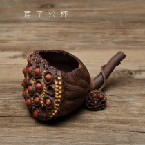 Tea pet ornaments boutique purple sand lotus seed gongdo Cup Chen Zhen works dry lotus tea division kung fu tea ceremony accessories gifts