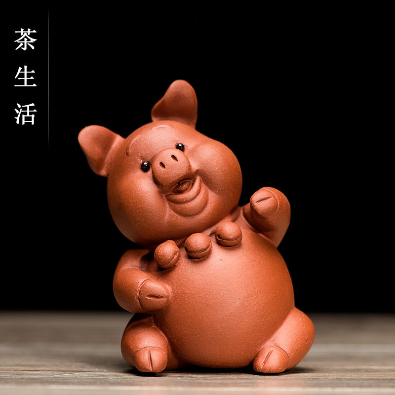 Tea pet piece boutique purple sand can be kept gold pig sculpture cute pig pig pig tea play tea dish home decoration