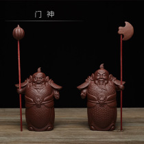 Tea pet ornaments boutique purple sand Door God humha two will Sculpture tea tray home decoration gifts gifts