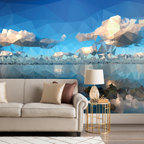 Wall cool modern geometric blue sky white cloud background wall wallpaper large custom non woven fabric wallpaper mural dimension