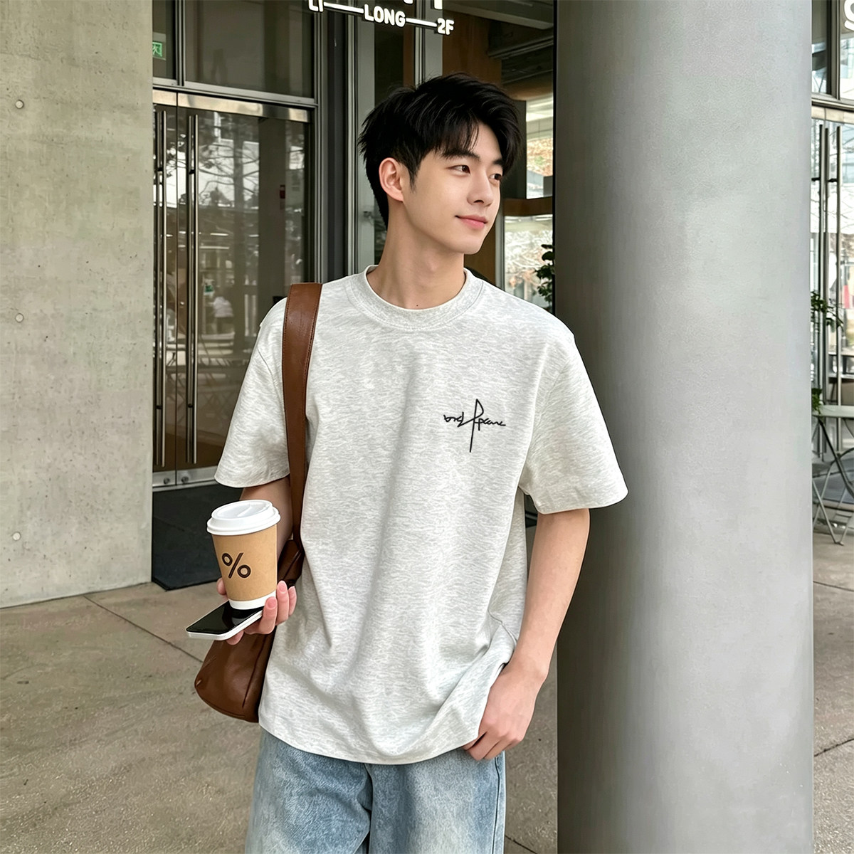 เสื้อยืดแขนสั้นผ้าหนา 250 กรัม แบบเรโทรสไตล์อเมริกัน ผลิตจาก Sorona ระบายอากาศเย็นสบาย สำหรับผู้ชาย ทรงหลวม ทันสมัย แบรนด์ดัง ใส่ช่วงฤดูร้อน