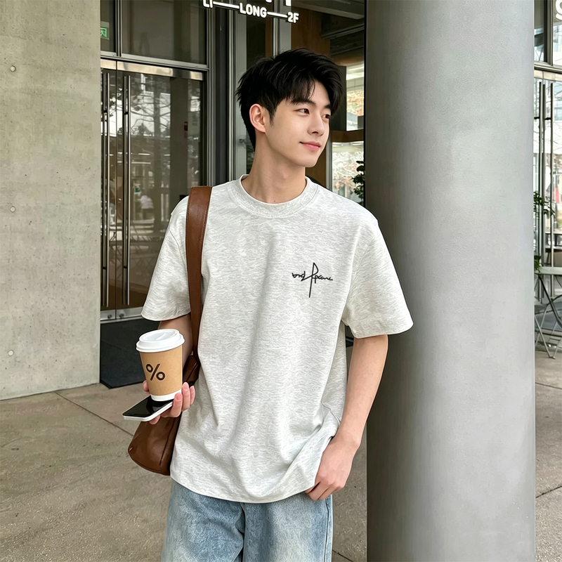American Retro 250g Heavyweight Sorona Cool Breathable Short-Sleeve T-Shirt for Men, Summer Loose Trendy Brand Cool Half-Sleeve American Retro 250g Heavyweight Sorona Cool Breathable Short-Sleeve T-Shirt for Men, Summer Loose Trendy Brand Cool Half-Sleeve